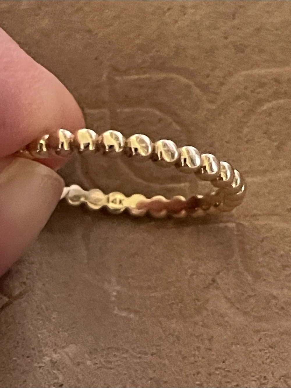 Solid 14k Yellow Gold 2mm Beaded Ring, Kassidy - Picture 3 of 12